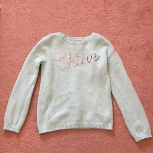 “Shine” light blue sweater